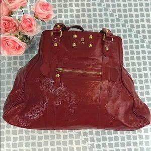 Fendi Red Patent Leather Tote Bag